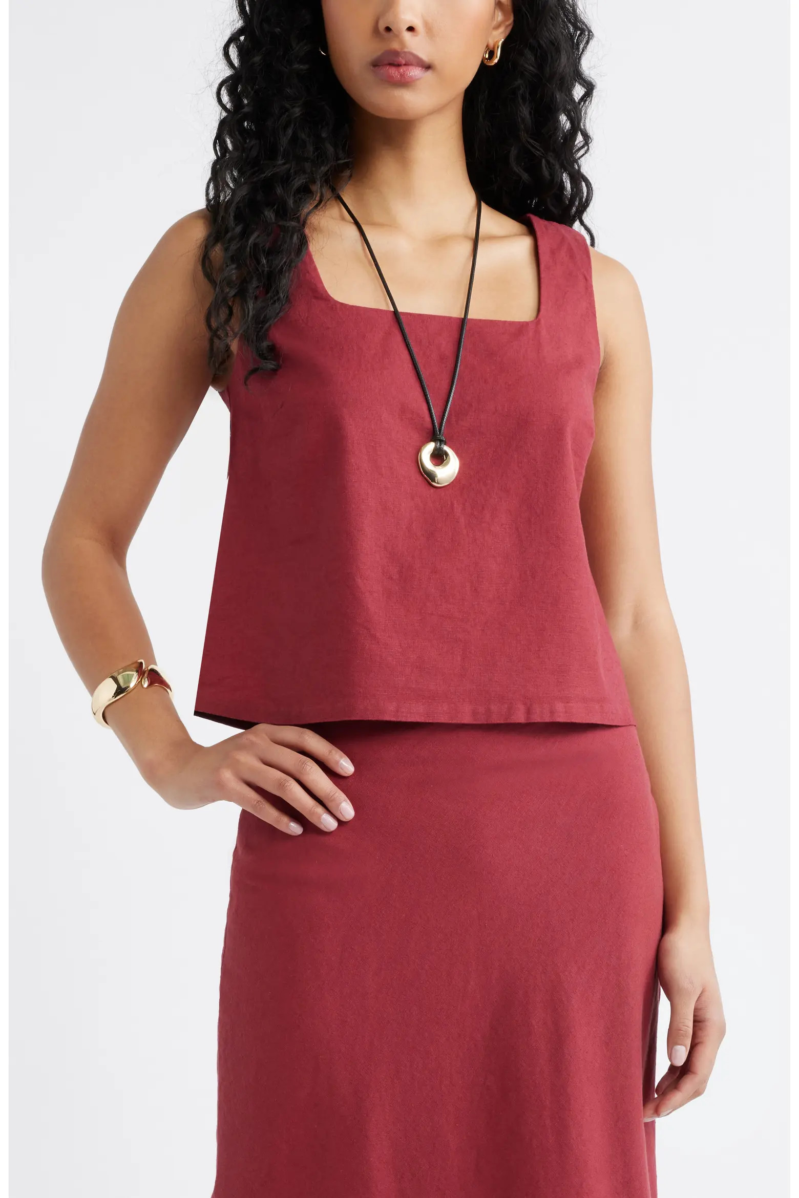 Square Neck Sleeveless Linen Blend Top (Women) | Nordstrom | Nordstrom