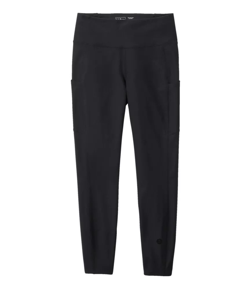 Women's L.L.Bean Everyday Performance 7/8 Leggings, High-Rise Pocket Midnight Black M Petite, Synthetic | L.L. Bean