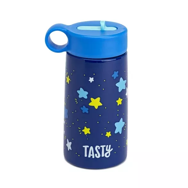 Tasty Kids water bottle 16 oz with Wide Mouth and Flip-Top Lid