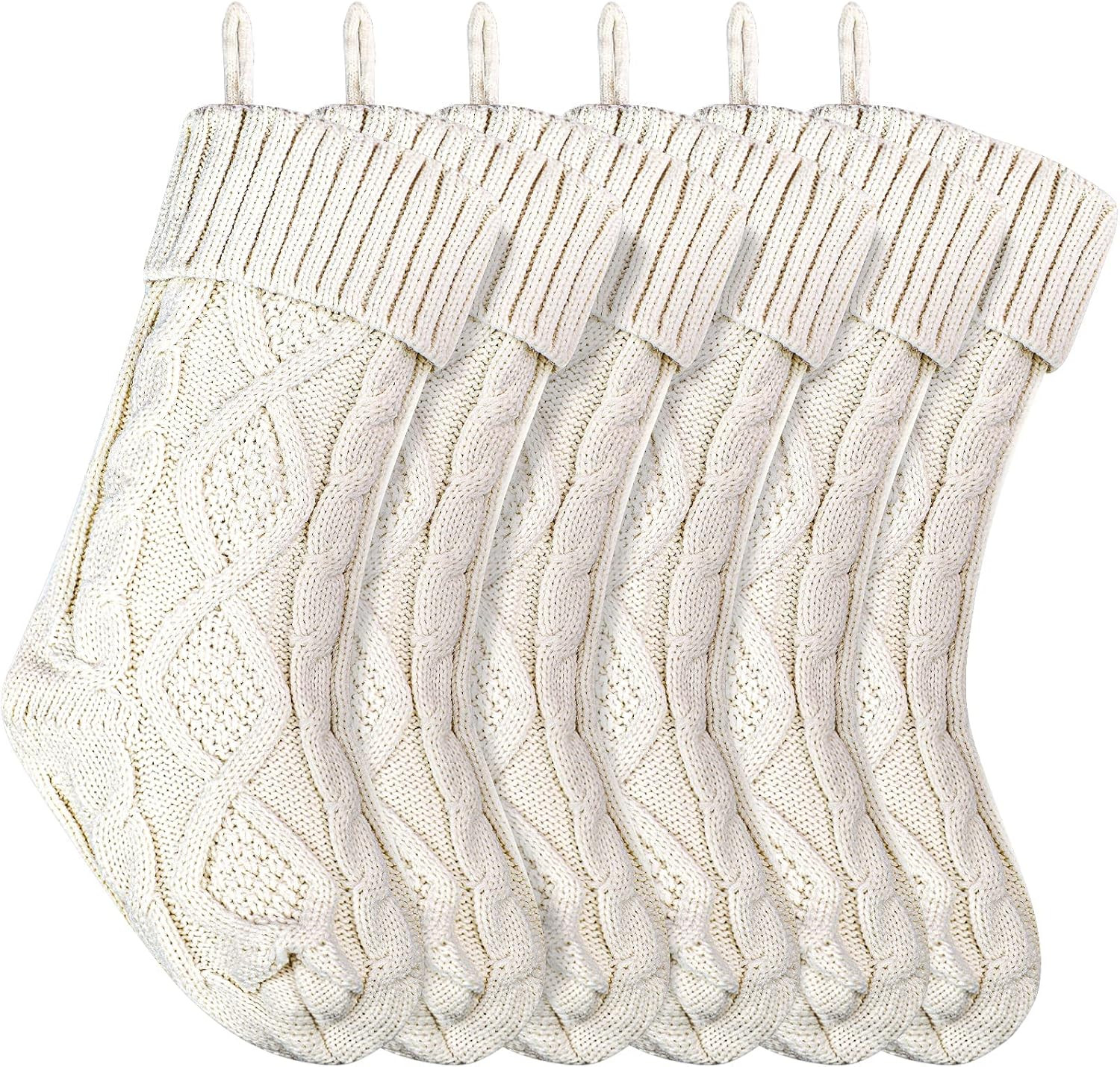 Christmas Stockings Knitted Xmas Stockings 18 Inches Double-Sided Fireplace Hanging Stockings for... | Amazon (US)