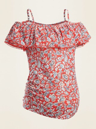 Maternity Linen-Blend Jersey Off-the-Shoulder Cami | Old Navy (US)