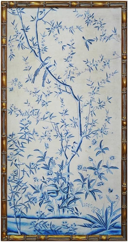 Chinese Rice Paper Print China Flower And Bird Bamboo Frame 19.5 X 35.8 Inches (A) | Amazon (US)