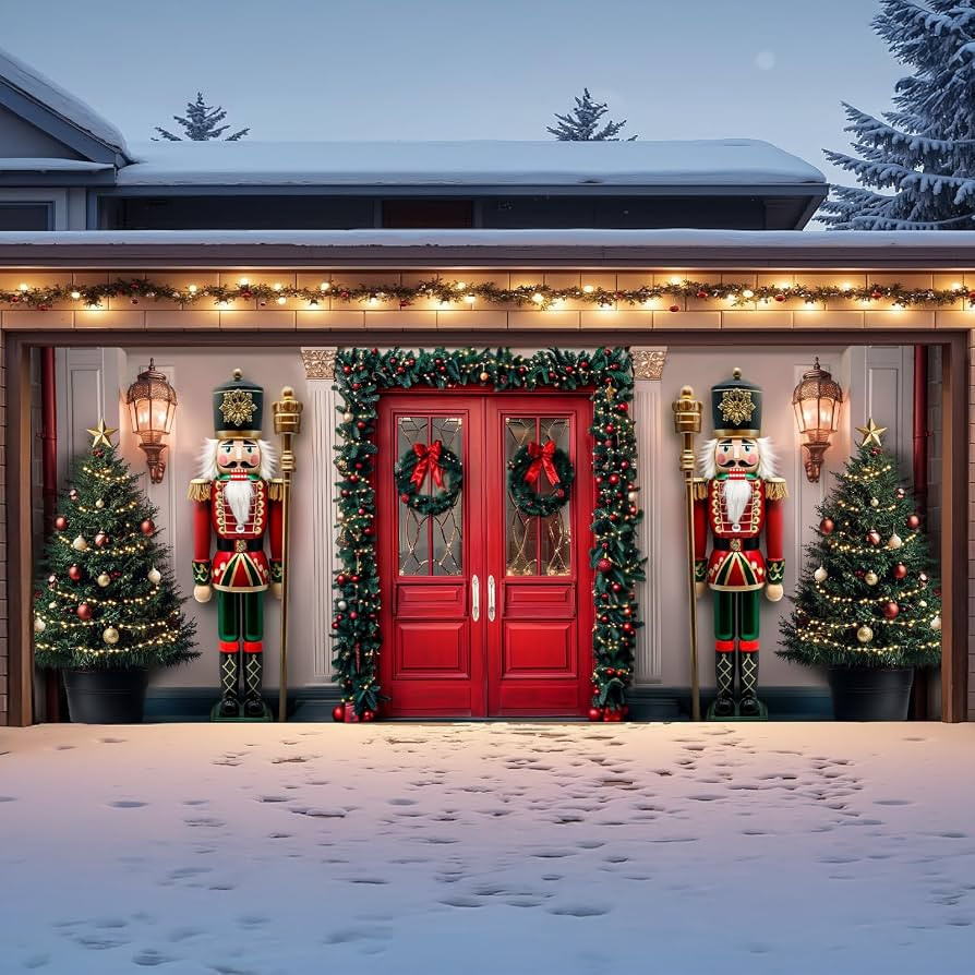 7 x 16 Ft Garage Door Christmas Decorations Outdoor, Large Xmas Nutcracker Soldiers Welcome Scene... | Amazon (US)