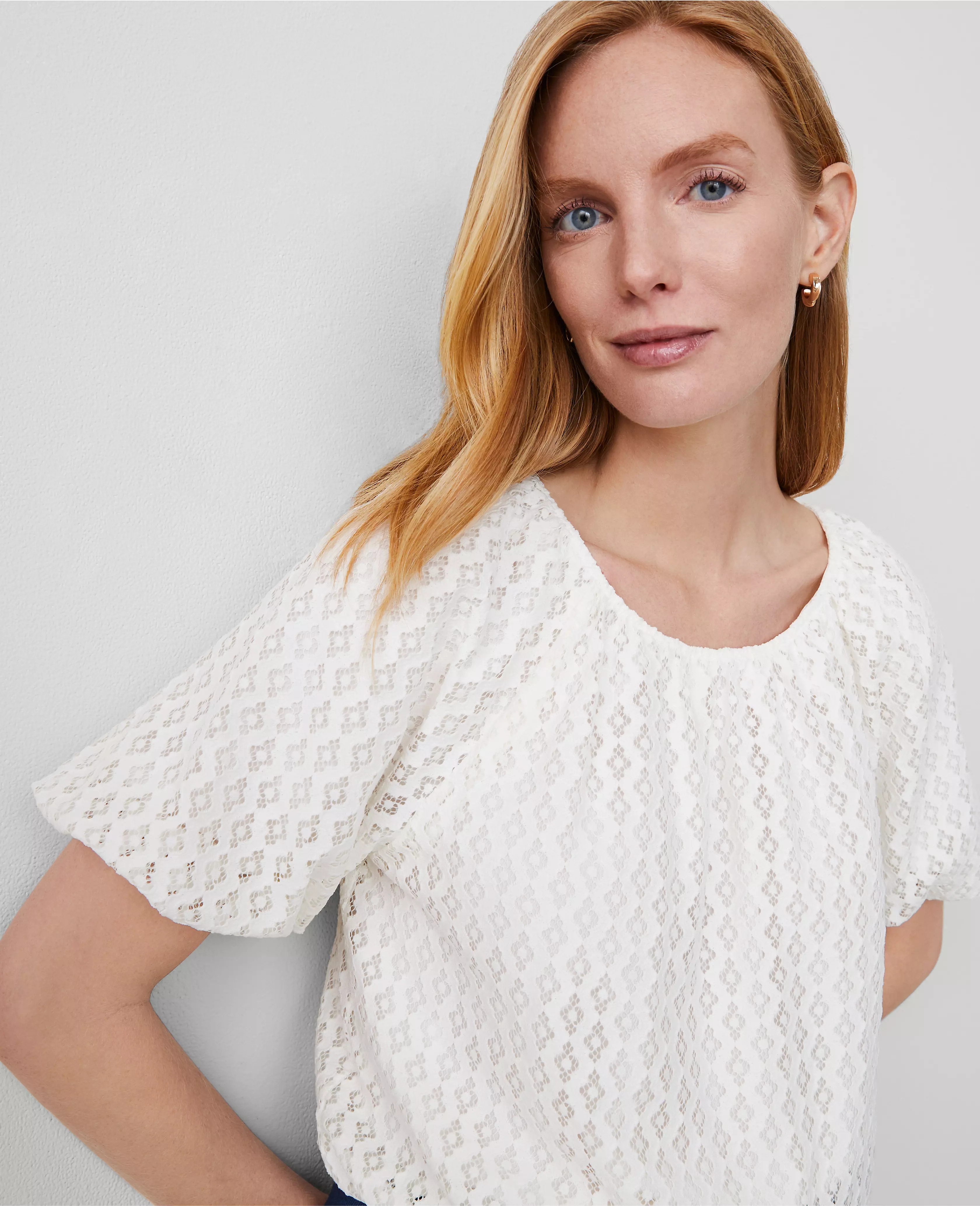 Lace Bubble Hem Blouse | Ann Taylor