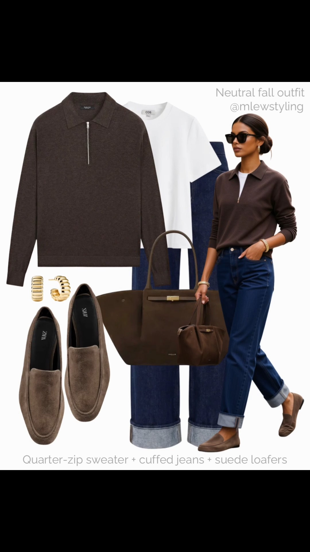 Chocolate brown sweater + white tee + dark wash cuffed jeans + suede loafers 🍂

Tags: fall outfit formulas, quarter-zip sweater, madewell denim, neutral autumn look, capsule wardrobe, casual workwear, office outfit

#LTKfall #LTKjeans #LTKshoes