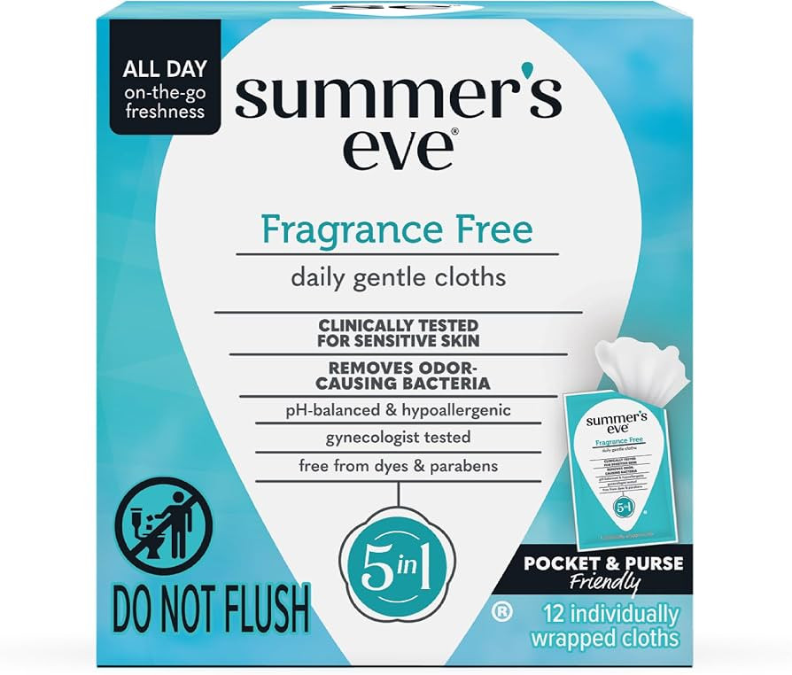 Summer's Eve Feminine Wipes, Fragrance Free, Individually Wrapped Vaginal Wipes with Gentle pH-Ba... | Amazon (US)