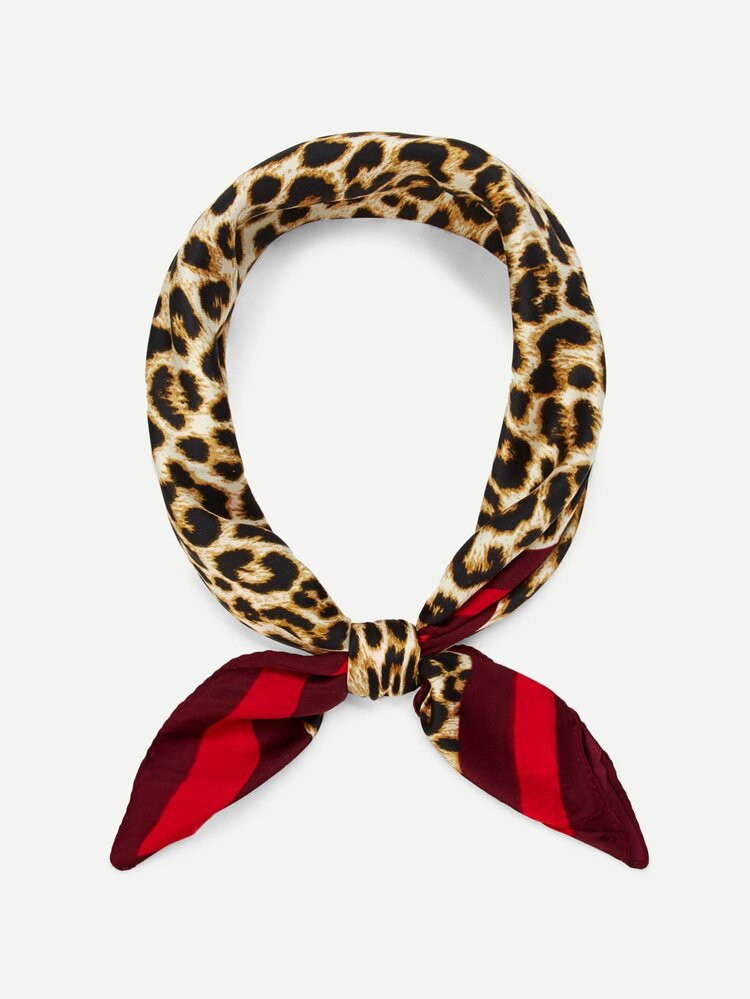 Contrast Trim Leopard Print Bandana | SHEIN
