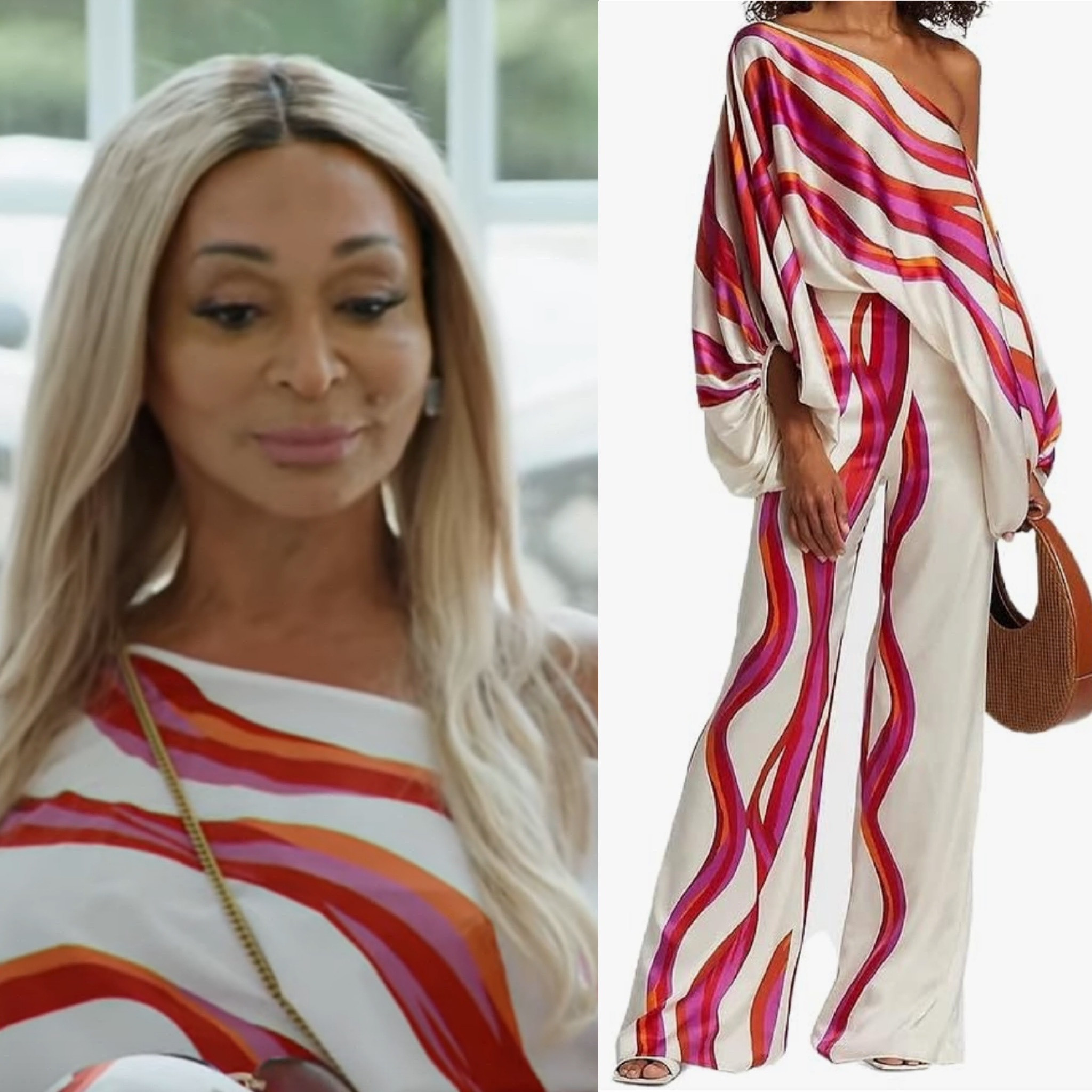 Karen Huger’s White Striped Pant Set