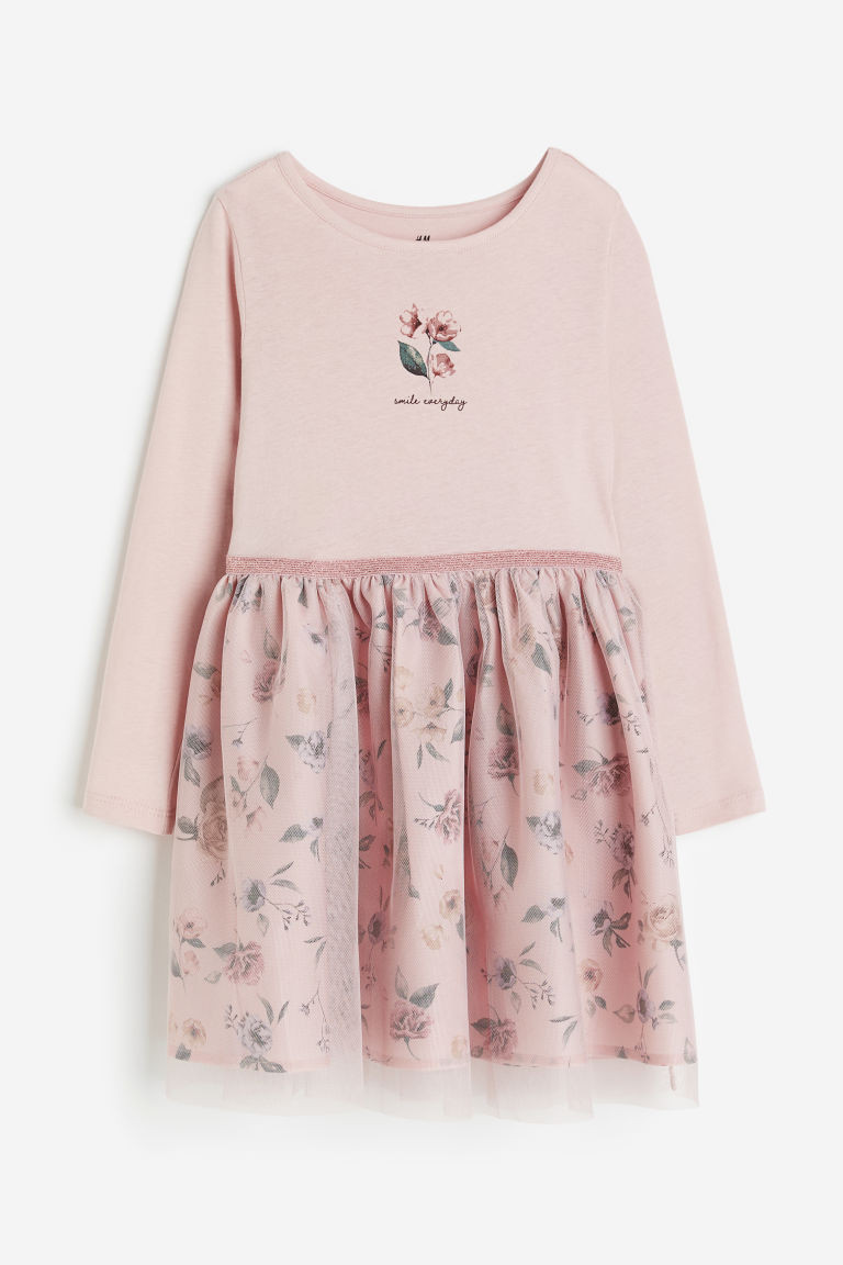 H & M - Tulle-skirt Jersey Dress - Pink | H&M (US + CA)