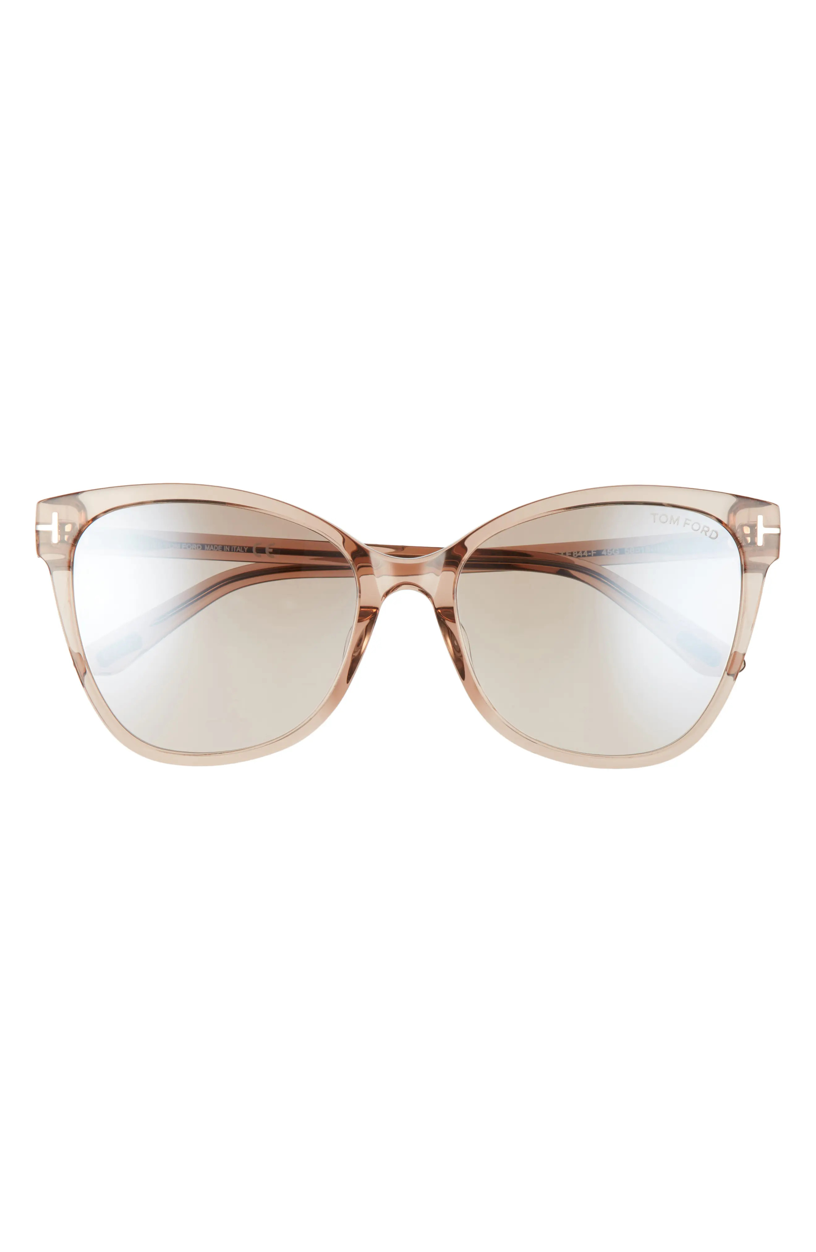 Tom Ford 58mm Ani Cat Eye Sunglasses in Light Brown/Brown Mirror at Nordstrom | Nordstrom