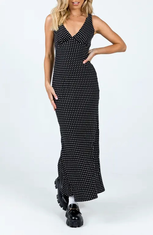 Princess Polly Nellie Polka Dot Maxi Dress in Black Polka Dot at Nordstrom, Size 2 | Nordstrom