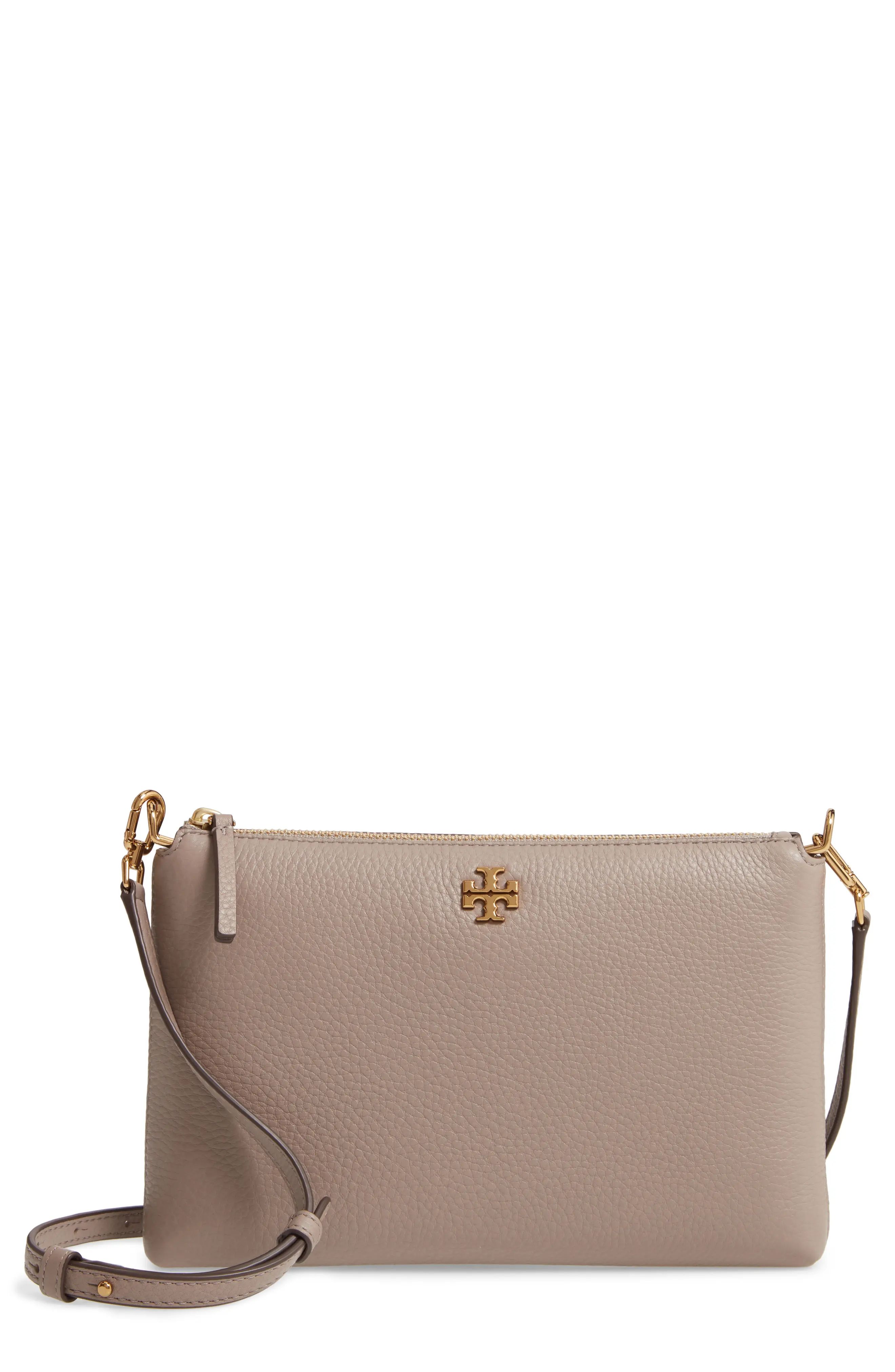 Tory Burch Kira Pebbled Leather Wallet Crossbody Bag in Gray Heron at Nordstrom | Nordstrom