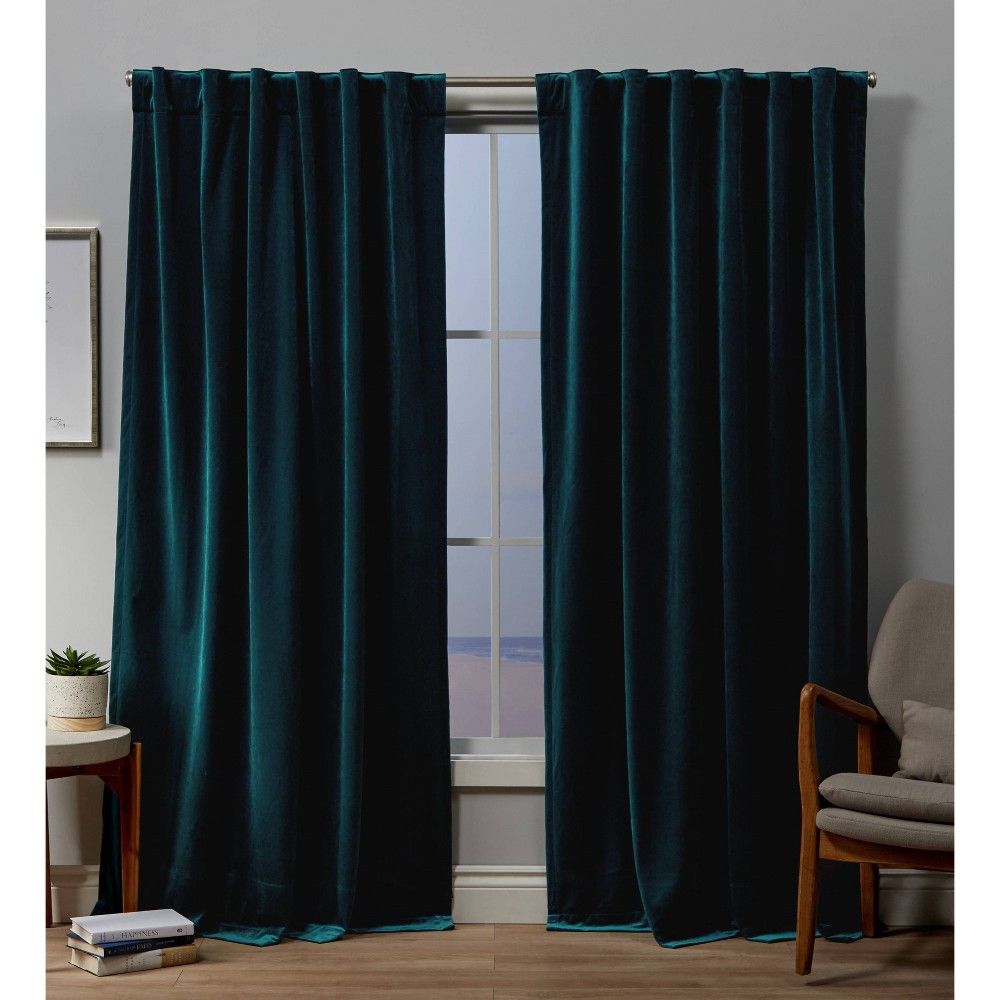 108"x54" Velvet Back Tab Light Filtering Window Curtain Panels - Exclusive Home | Target