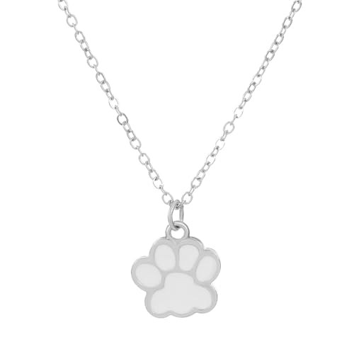 LPYO Pet Paw Print Necklaces for Women Cute Stainless Steel Alloy Puppy Dog Cat Paw Necklace for Animal Lover Adjustable Chain Choker Necelaces (white) | Amazon (US)