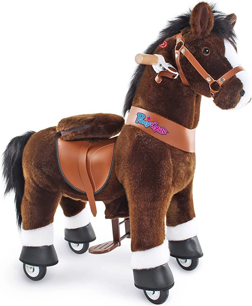 PonyCycle Official Classic U Series Ride on Horse Toy Plush Walking Animal Chocolate Brown Horse ... | Amazon (US)