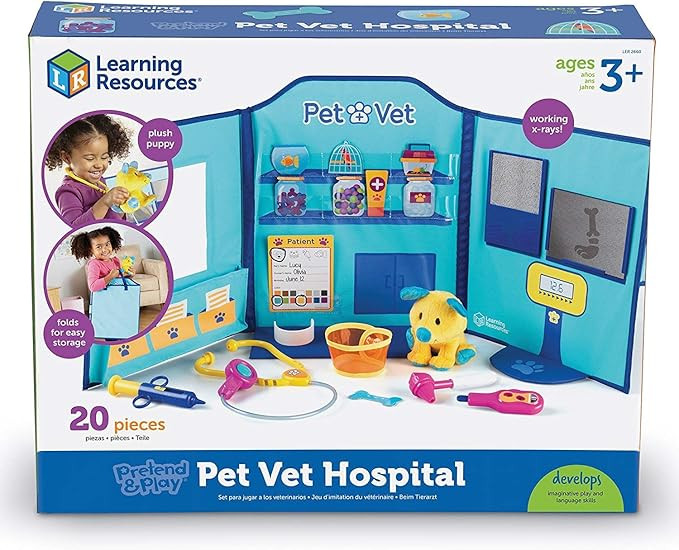 Learning Resources Pretend & Play Animal Hospital, Childrens Veterinarian Kit & Vet Center, 20 Pi... | Amazon (US)
