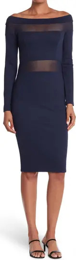 Love By Design Off-the-Shoulder Mesh Panel Bodycon Dress | Nordstromrack | Nordstrom Rack