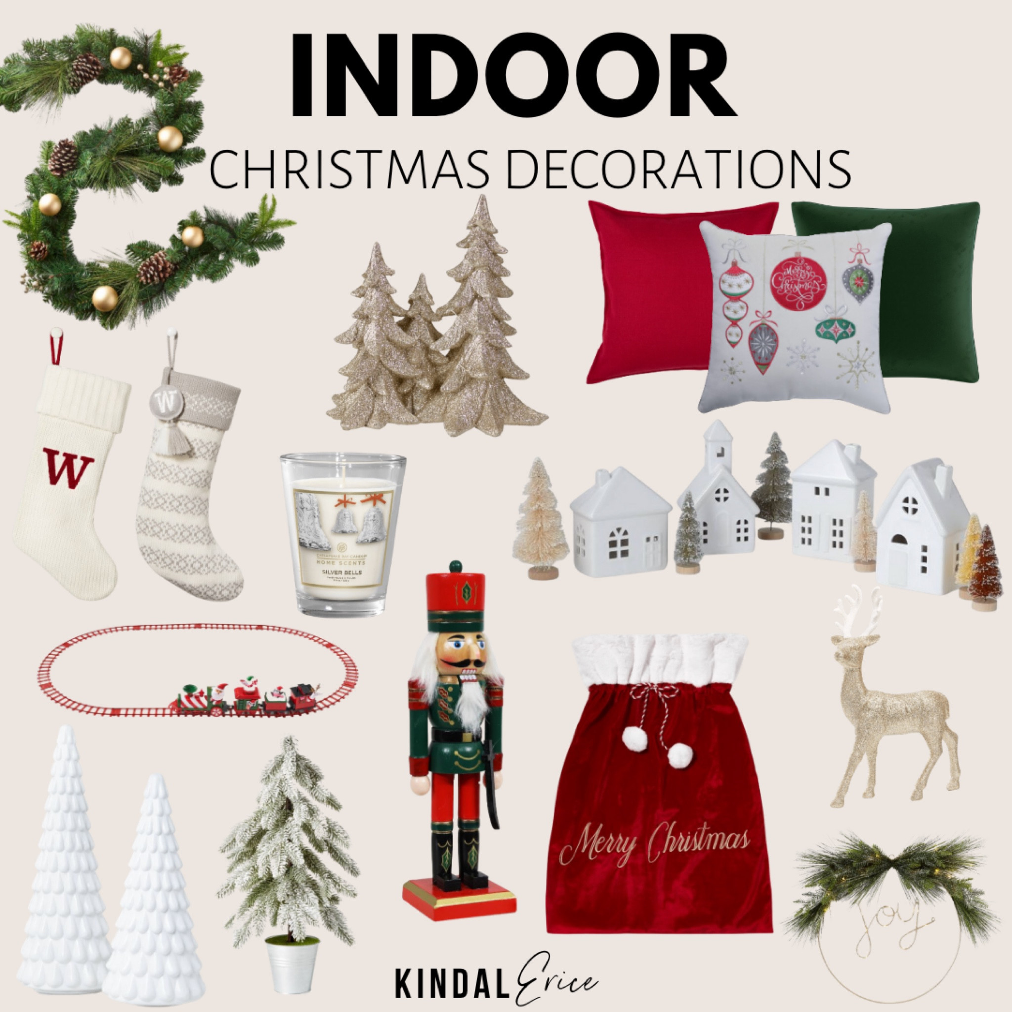 Target Indoor Christmas decorations (garland, Christmas stockings, throw pillows, reindeer, nutcracker, gift bag, train set, mini trees, candle, wonderland set)

#LTKSeasonal #LTKHoliday #LTKfamily