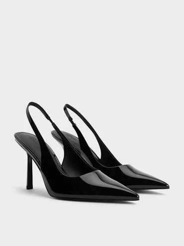 Patent Pointed Slingback Pumps
    
         - Black Patent | Charles & Keith UK
