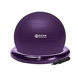 Gaiam Essentials Balance Ball & Base Kit, 65cm Yoga Ball Chair, Exercise Ball with Inflatable Ring Base for Home or Office Desk, Includes Air Pump - Purple | Amazon (US)