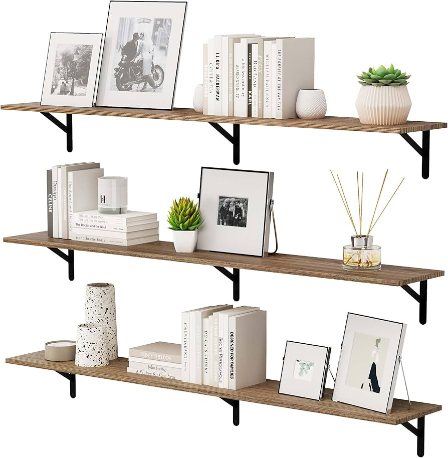 Wallniture Forme 60 inch Long x 10 in Deep Rustic Floating Shelves for Wall, Book Shelves for Liv... | Amazon (US)