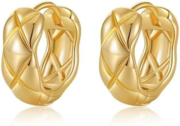 Small Chunky Huggie Hoop Earrings for Women - 18K Gold Plated Boho Ethnic, Hypoallergenic Dainty ... | Amazon (US)