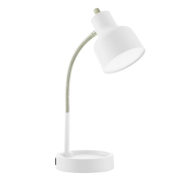 Mainstays 17" LED Catch-All Base & AC Outlet Adjustable Flexible Desk Lamp | Walmart (US)