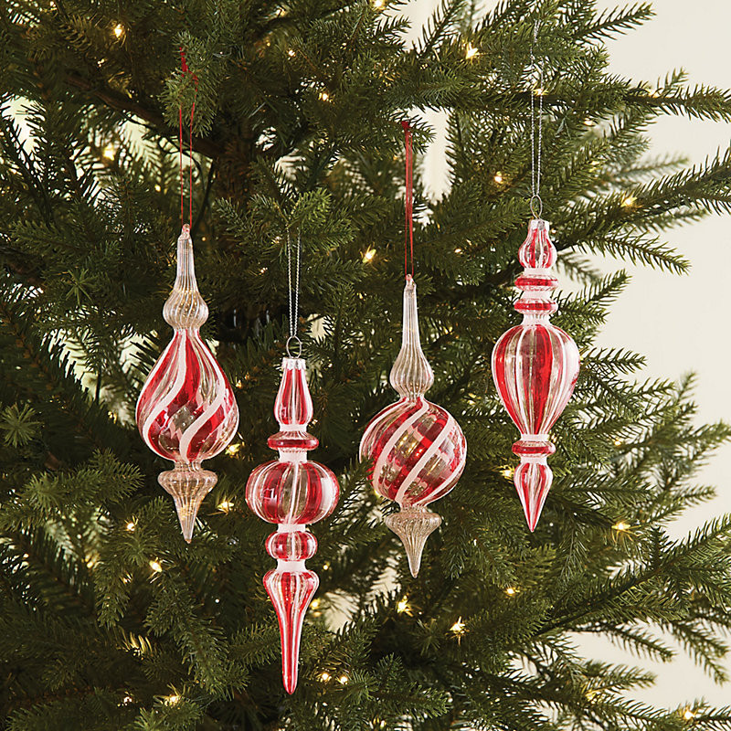 Set of 4 Peppermint Glass Icicle Ornaments  - Ballard Designs | Ballard Designs, Inc.