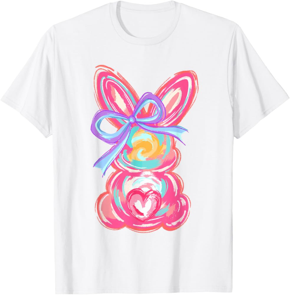 Easter Cute Bunny Coquette Bow Tie Dye Rabbit Women Girl Kid T-Shirt | Amazon (US)