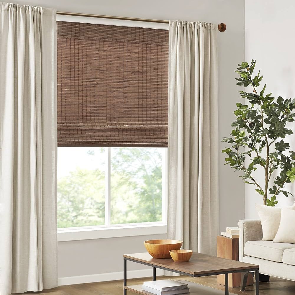 Madison Park Eastfield 100% Bamboo Cordless Roman Shades-Woven Wooden Privacy Panel, Light Filter... | Amazon (US)