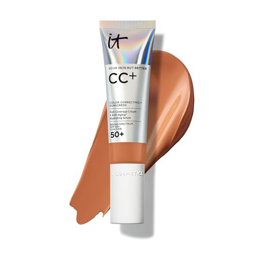 IT Cosmetics CC+ Cream (Rich Cool) - Natural Full Coverage Foundation With SPF 50+, Color Corrector & Anti-Aging Hydrating Serum, Hyaluronic Acid + Peptides, Lightweight - 1.08 fl oz | Amazon (US)