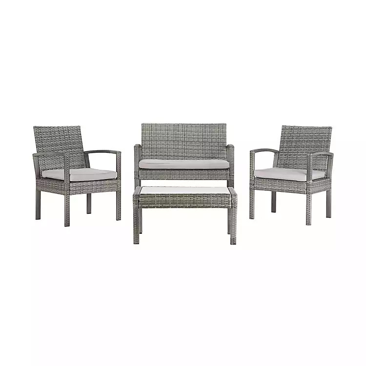 Gray Wicker Frame 4-pc. Outdoor Living Set | Kirkland's Home