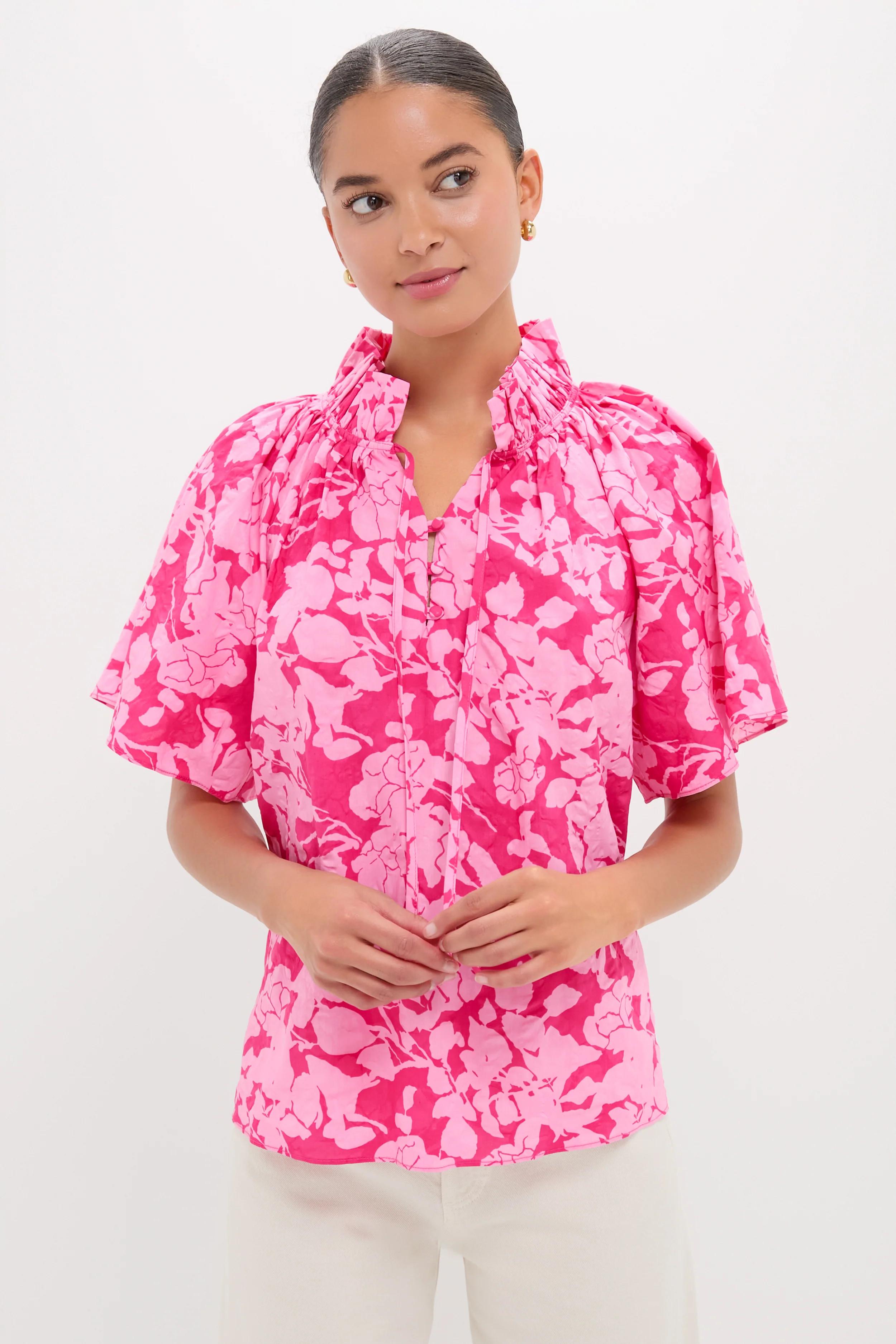 Pink Textured Floral Thea Blouse | Tuckernuck (US)