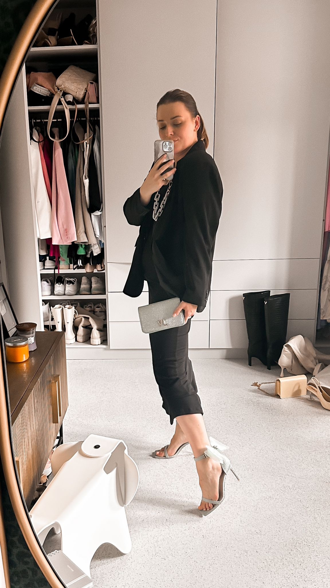 all black with a touch of colour on accessories.

outfit inspiration, autumn style, black blazer, black tailored trousers, phone cord, crossbody bag, heels with bow, H&M, Josh V. 

#LTKeurope #LTKstyletip #LTKSeasonal