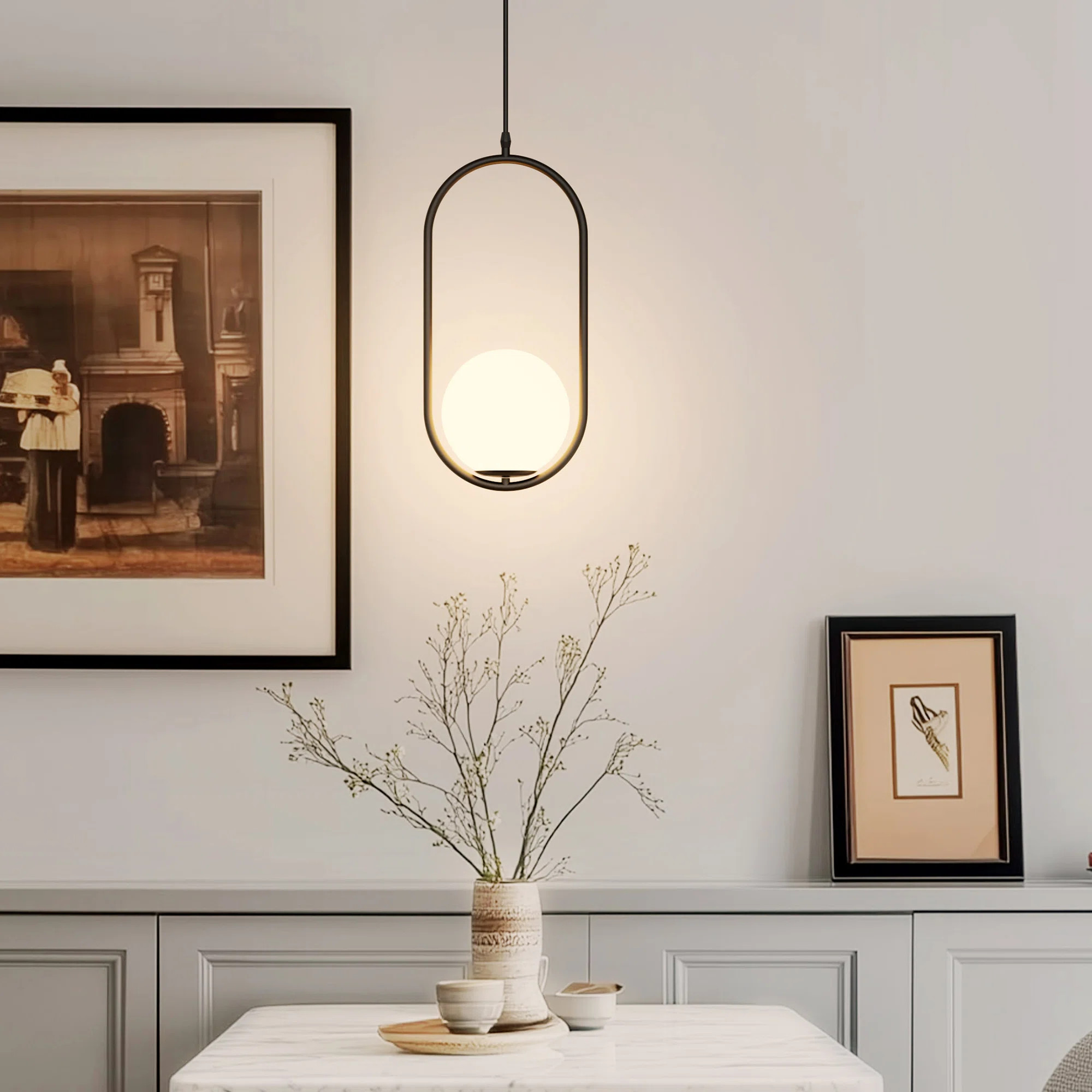 Mercer41 Estevanell 1 - Light Modern Unique/Statement Oval Globe Pendant Lights & Reviews | Wayfa... | Wayfair North America