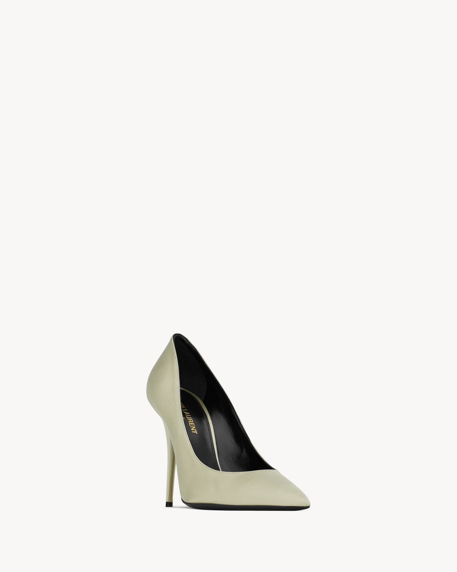 pumps with a long pointed toe, covered stiletto heel and round low-cut vamp. | Saint Laurent Inc. (Global)