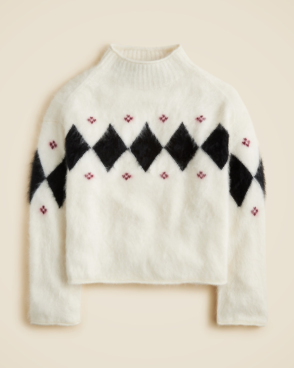 Brushed cashmere 2025 Rollneck™ sweater in argyle | J. Crew US