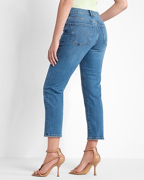 High Waisted Medium Wash Straight Ankle Jeans | Express