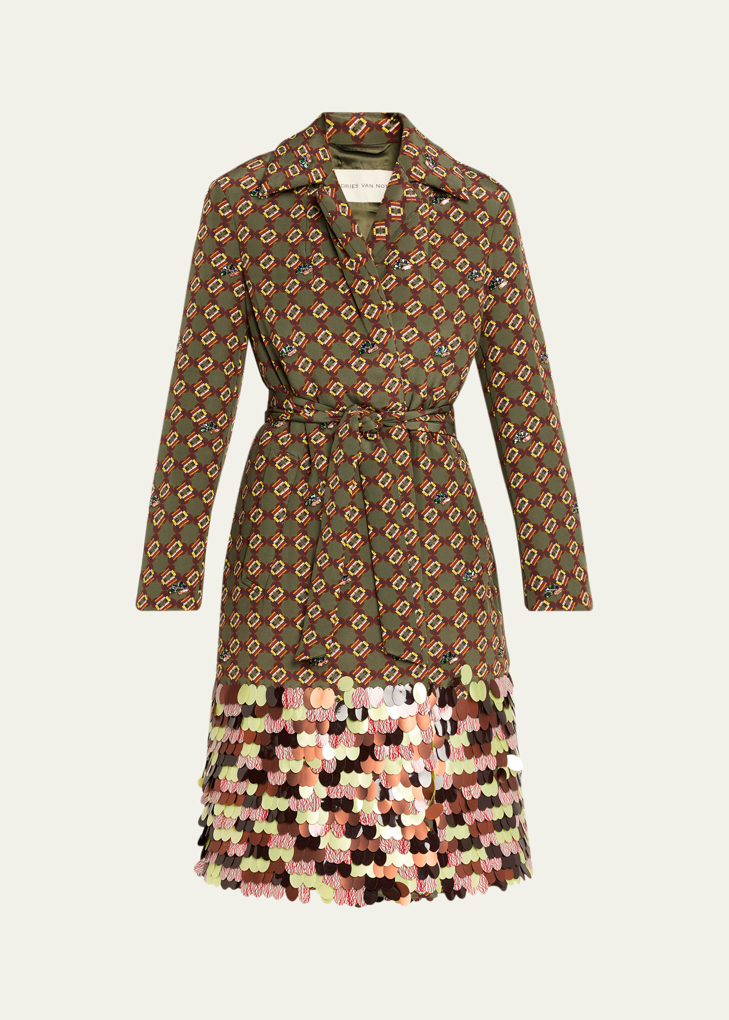Dries Van Noten Roltas Embellished Silk Wrap Coat | Bergdorf Goodman