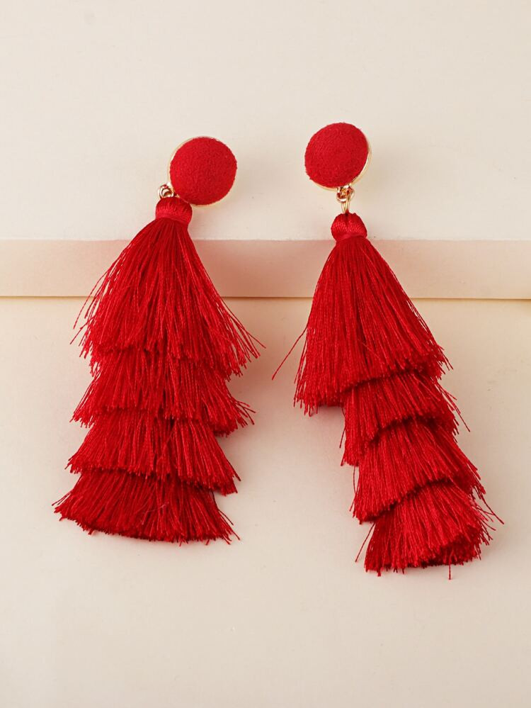 EMERY ROSE Tiered Tassel Drop Earrings | SHEIN