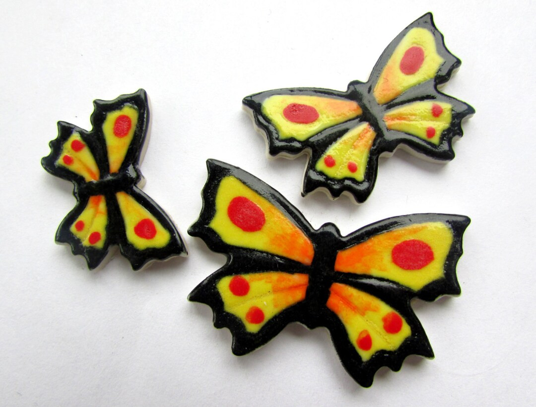 3 Butterfly Mosaic Tiles, Handmade and Handpainted Coloured Details, Fantastic for Mosaic or Card... | Etsy (US)