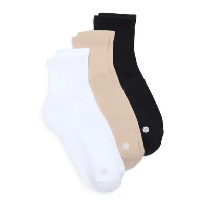 Zella Assorted 3-Pack Half Crew Socks in Green Timber at Nordstrom, Size 9-12 | Nordstrom