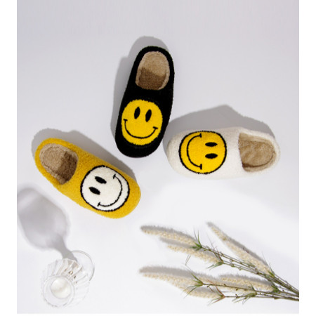 Smiley Face Slippers Retro Soft Plush Lightweight House Slippers Slip-on Cozy Indoor Outdoor Slipper | Walmart (US)