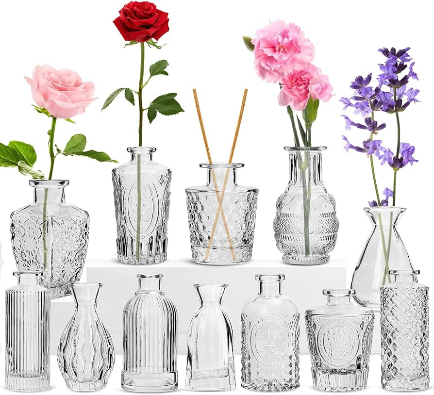 12 Pack Flower Vase, RUCKAE Bud Vases for Wedding Decorations,Glass Vase for Centerpiece Table De... | Amazon (US)