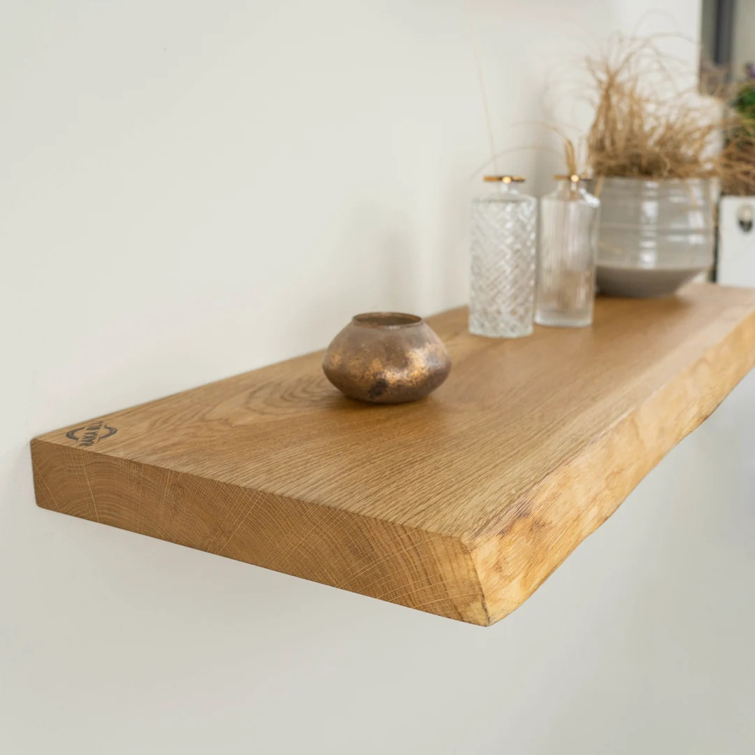 Wandregal Schwebend aus Naturgeölter Eiche Massivholz Mit und Ohne Baumkante Wandboard in versch... | Etsy (DACH)