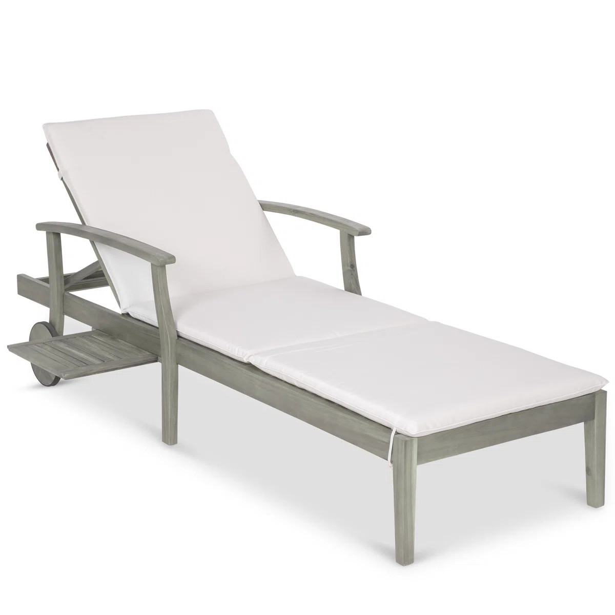79X26in Acacia Wood Outdoor Chaise Lounge Chair W/ Adjustable Backrest, Table, Wheels | Wayfair North America