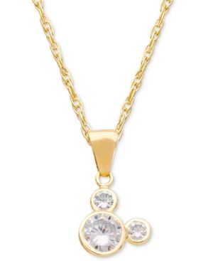 Disney Children's Cubic Zirconia Mickey Mouse 15" Pendant Necklace in 14k Gold | Macys (US)