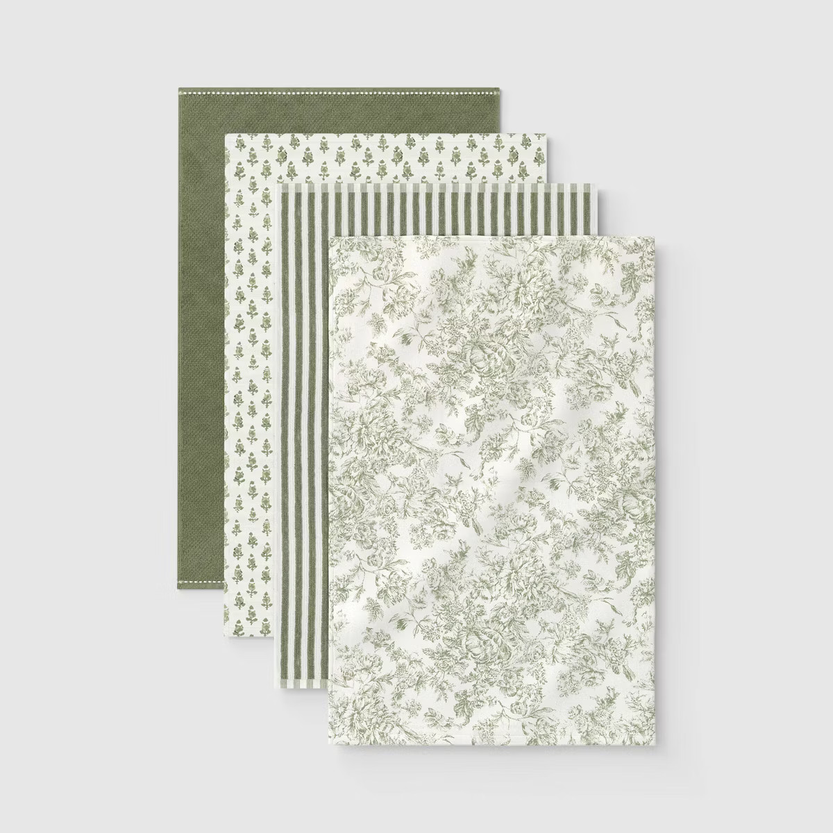 18x28" 4pk Assorted Patterns Cotton Kitchen Towels Neutral - Threshold | Target