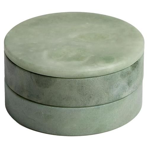 Global Views Modern Green Alabaster Round Swivel Decorative Box | Kathy Kuo Home
