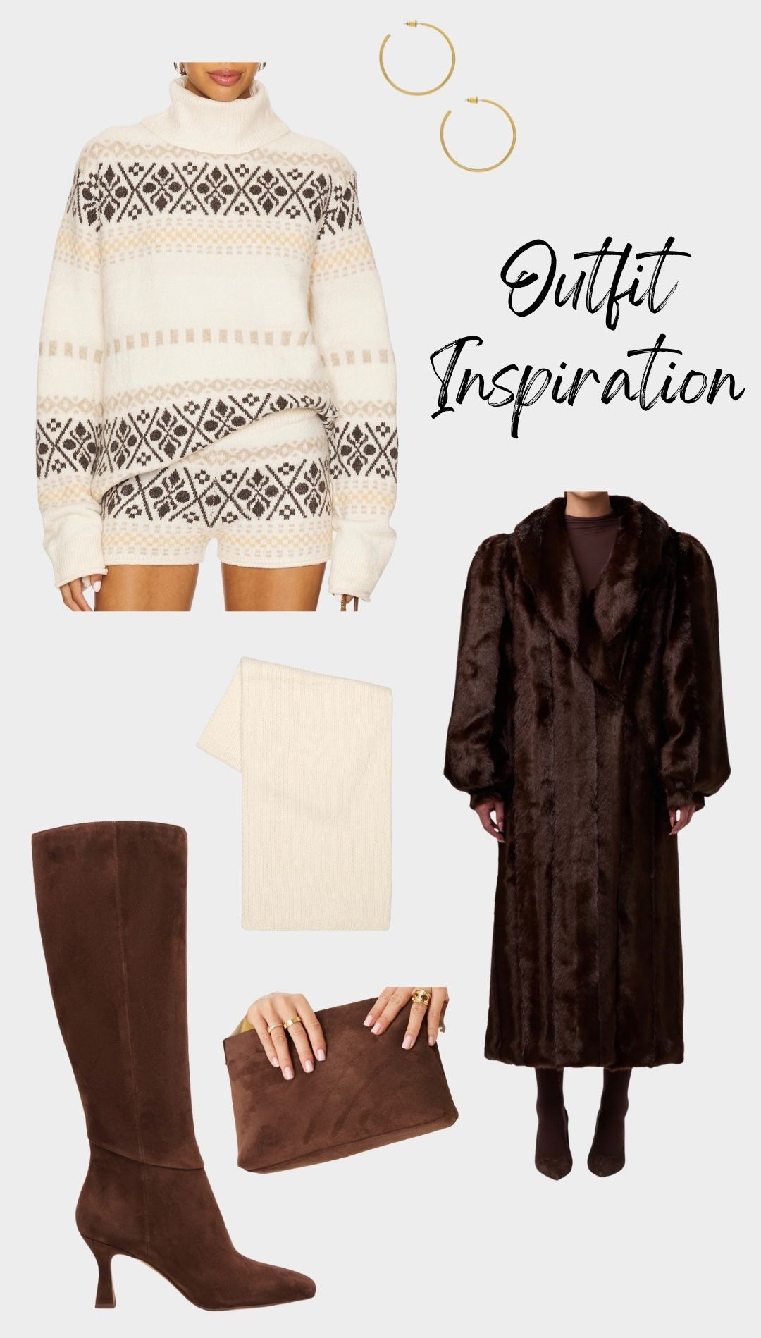 Coat is from Naked Wardrobe

Brown boots, brown faux fur coat, sweater set, white scarf, cream scarf, suede boots, brown coat, suede purse, suede clutch, heeled boots, knee high boots

#LTKSeasonal #LTKBeauty #LTKootd